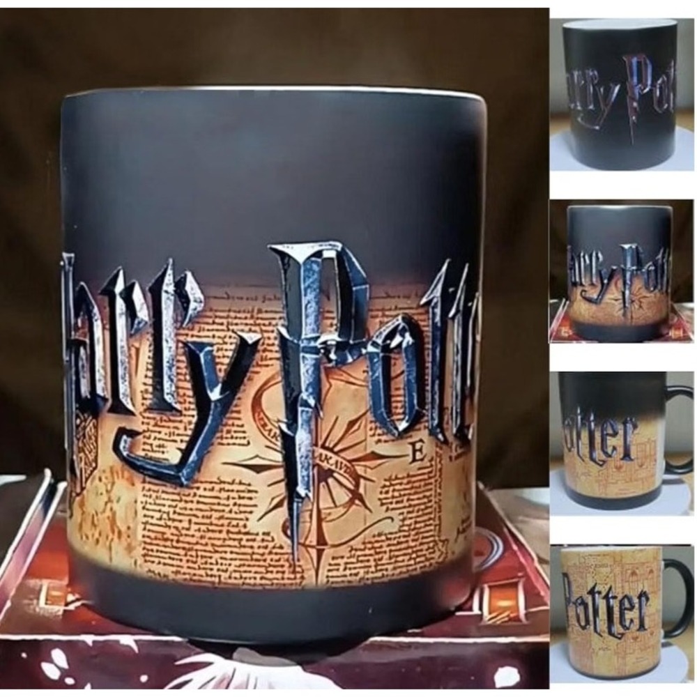 Harry Potter Marauder's Map Heat Reveal Ceramic Coffee Mug Black Color Changing